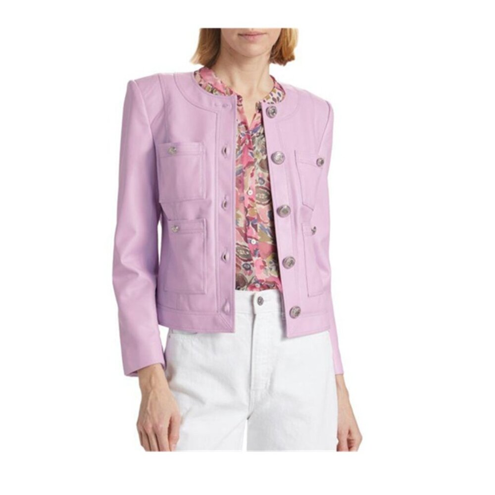 Veronica Beard Ozuna Faux Leather Crop Jacket